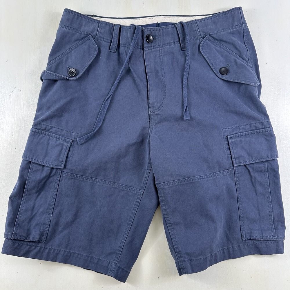 Banana Republic Paratrooper Cargo Shorts Men 30 Blue‎ Flap Pockets Canvas EUC